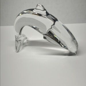 Baccarat Clear Glass Dolphin Sculpture